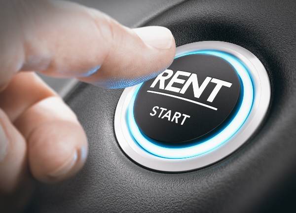 A rent start button in a car